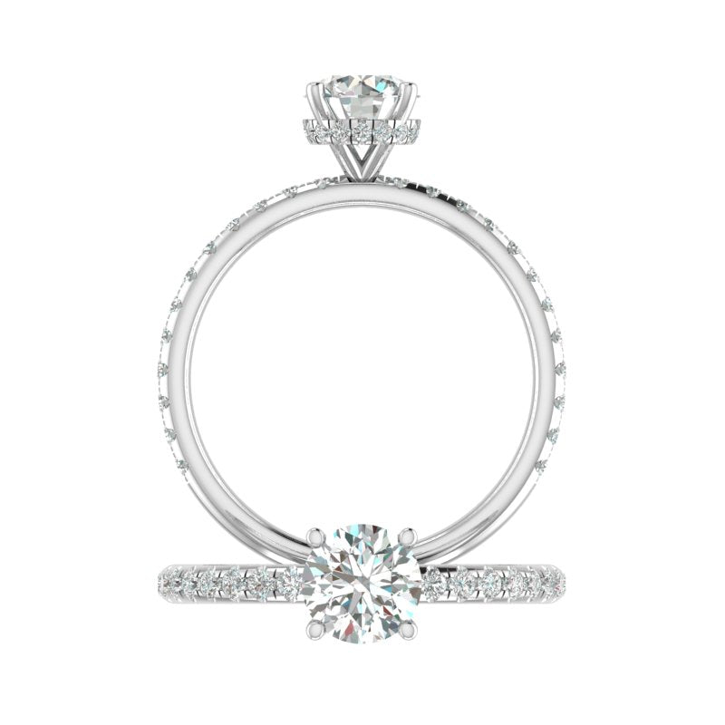 Hidden Halo 7.0MM Round Engagement Ring .45  Carat TDW