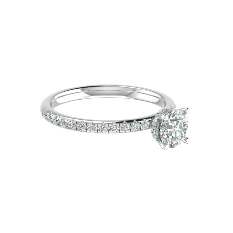 Hidden Halo 7.0MM Round Engagement Ring .45  Carat TDW