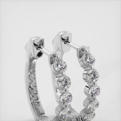 Single Prong Set Diamond Hoop Earrings SE101 .70 Carat