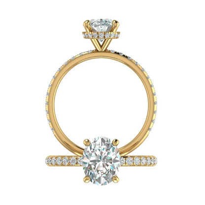 Hidden Halo 9.0x7.0MM Oval Engagement Ring .46  Carat TDW