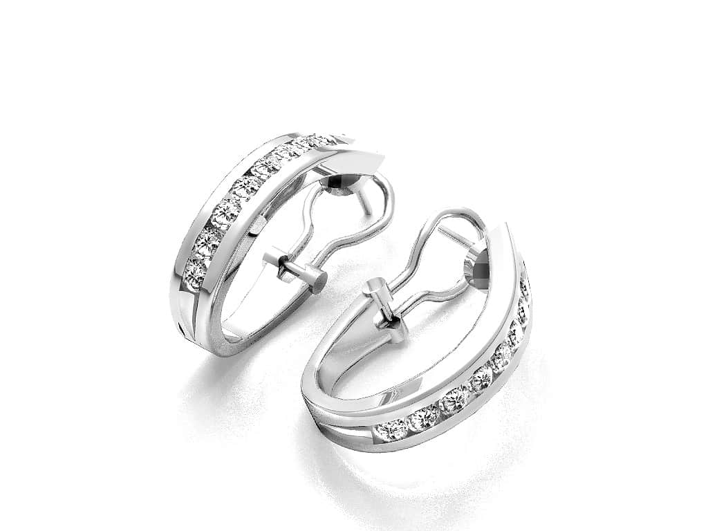 Channel Set Diamond Hoop Earrings E14 1.00 ct.