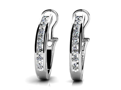 Channel Set Diamond Hoop Earrings E14 1.50 ct.