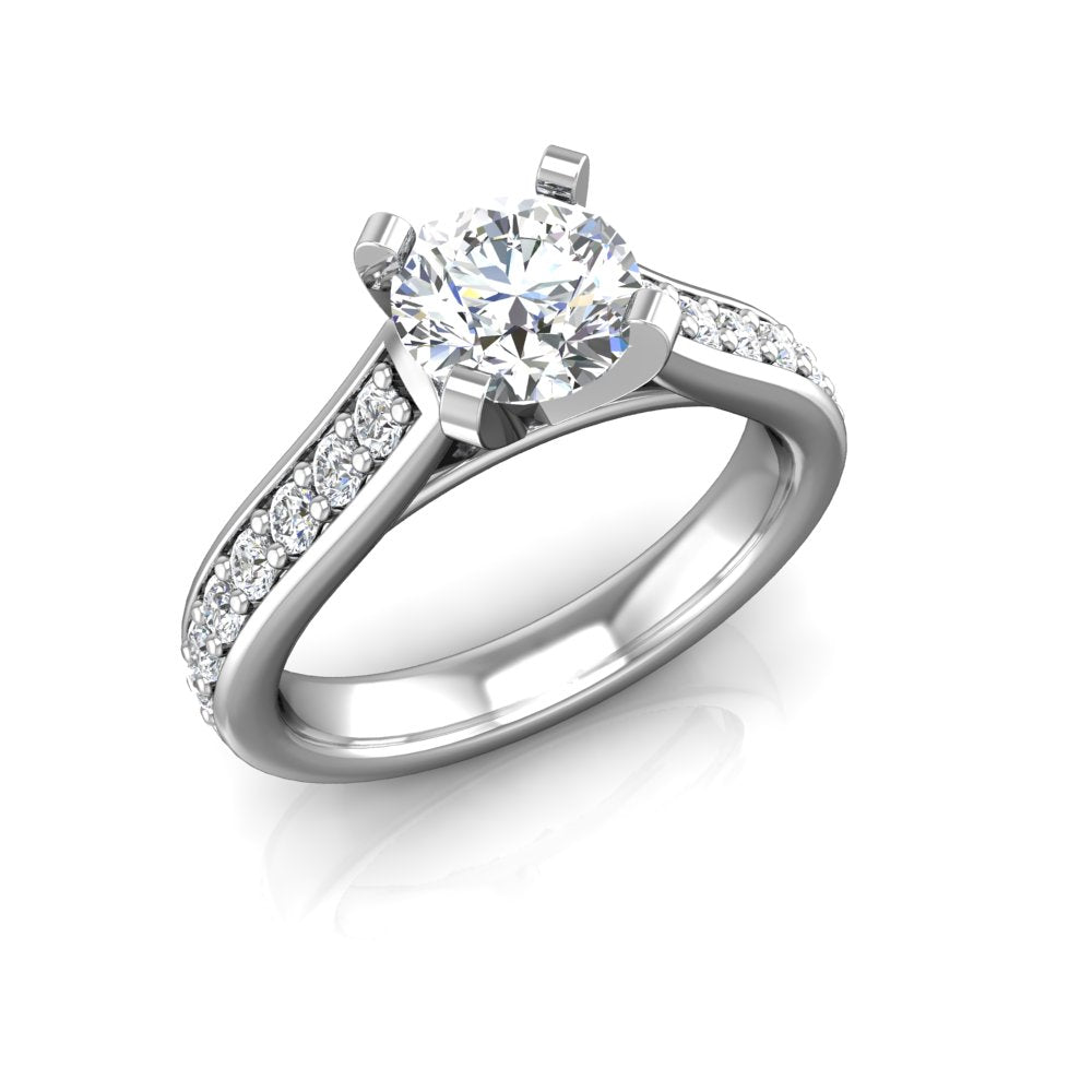 ER-5BC2 Mock Channel Set Cathedral Engagement Ring 3/8 Carat TDW