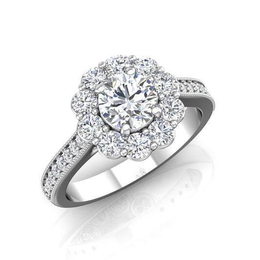 LE349 Round Engagement Ring 3/4  Carat TDW