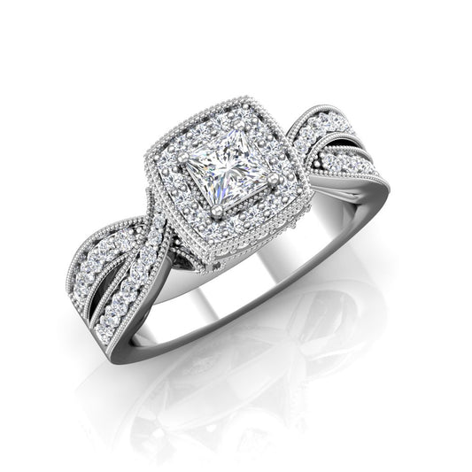 LE355 Round Engagement Ring 7/8  Carat TDW