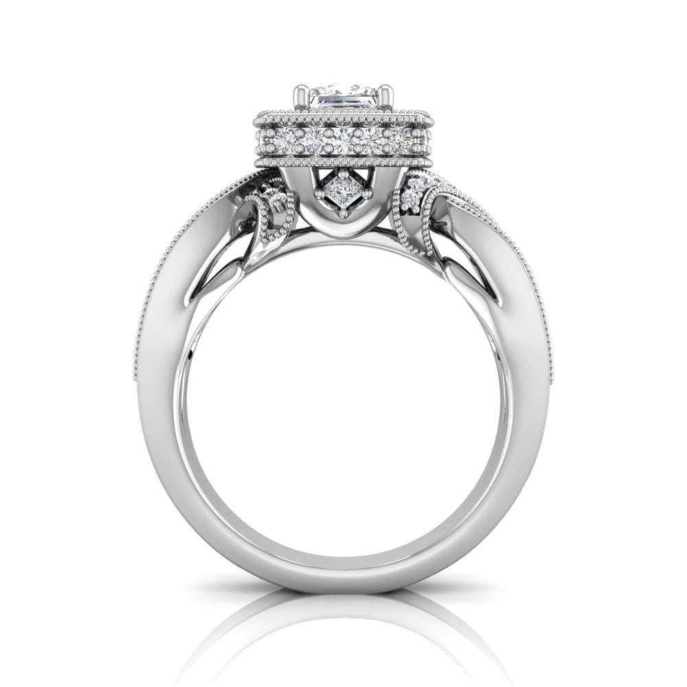 LE355 Round Engagement Ring 7/8  Carat TDW