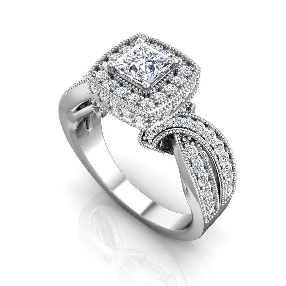 LE355 Round Engagement Ring 7/8  Carat TDW