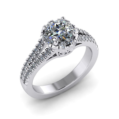 LEE-1216 Round Engagement Ring 1/2 Carat TDW