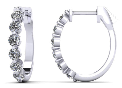 Single Prong Set Diamond Hoop Earrings SE101 .70 Carat