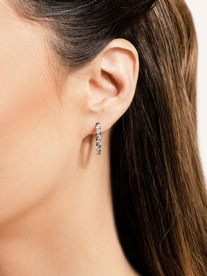 Single Prong Set Diamond Hoop Earrings SE101 .70 Carat