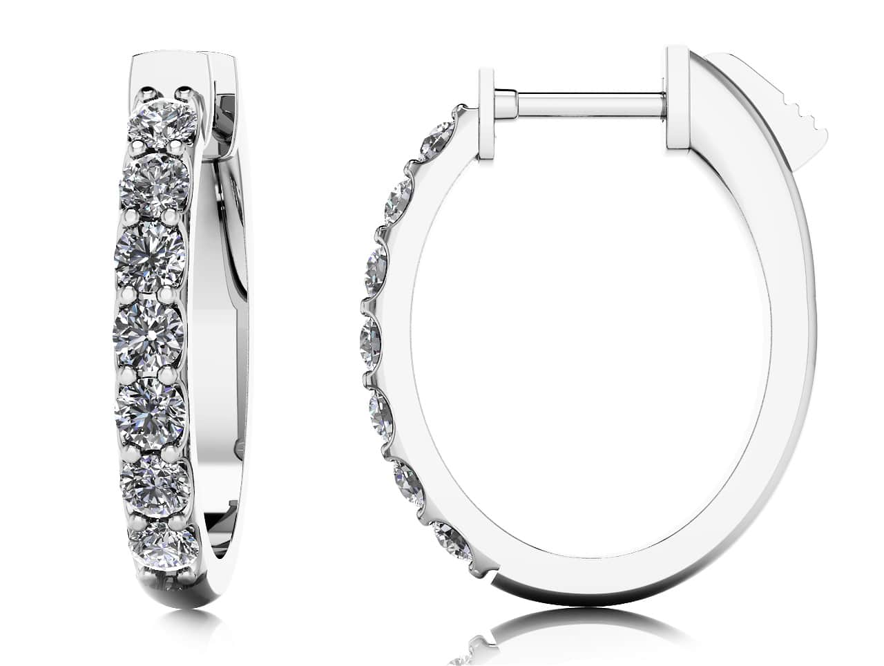 Common Prong Oval Shaped Diamond Hoop Earrings SE107 1.75CT