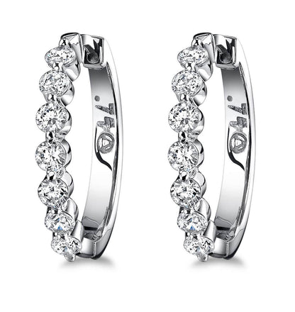 Single Prong Set Diamond Hoop Earrings SE47 .50 ct.