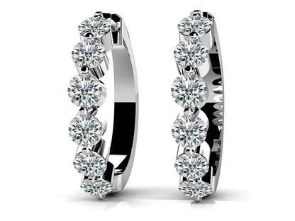 Single Prong Set Diamond Hoop Earrings SE47 .50 ct.