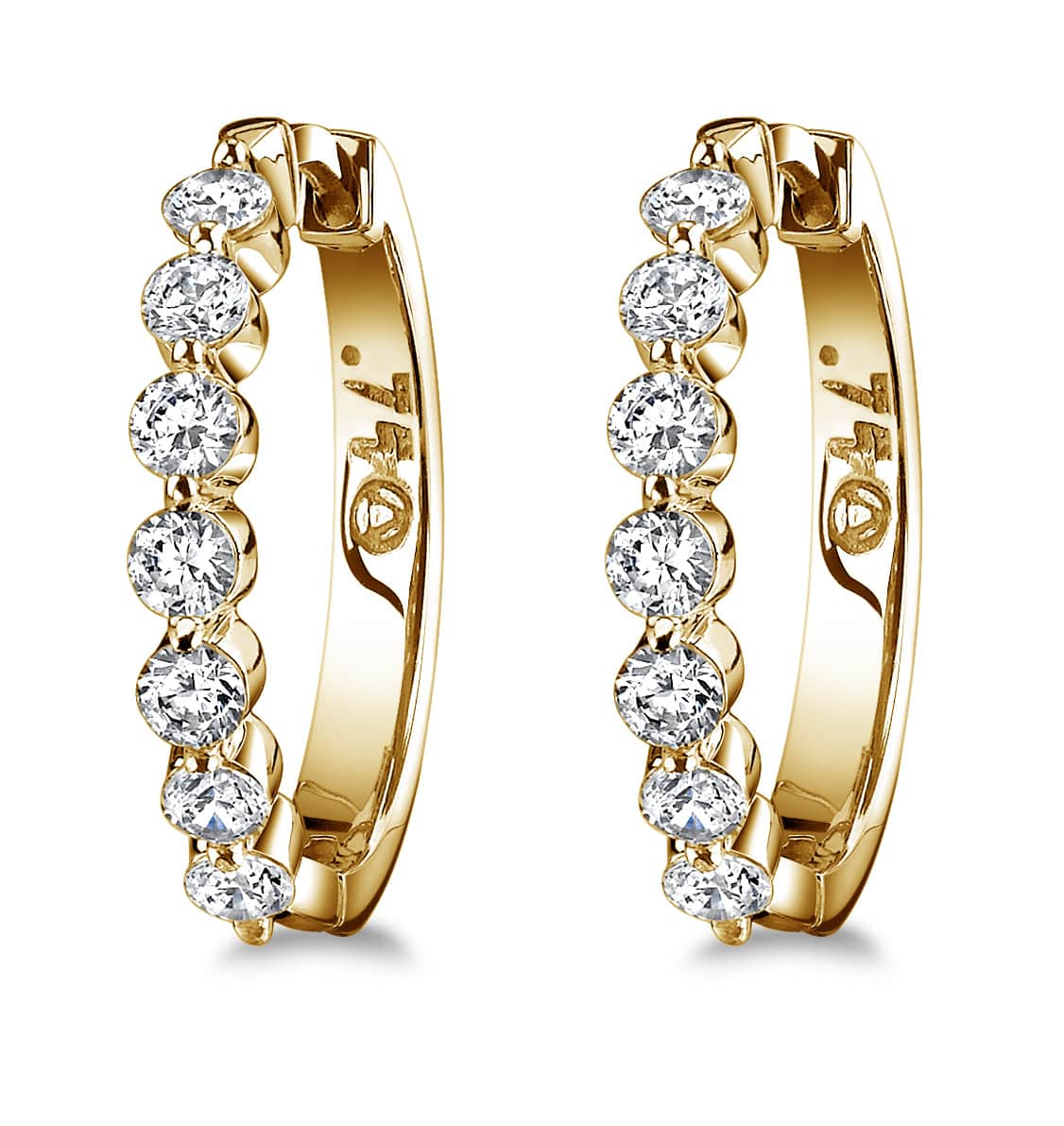 Single Prong Set Diamond Hoop Earrings SE47 .50 ct.