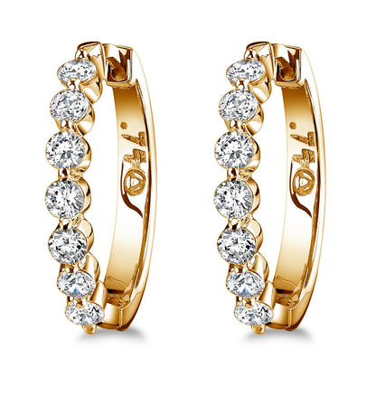 Single Prong Set Diamond Hoop Earrings SE47 .50 ct.