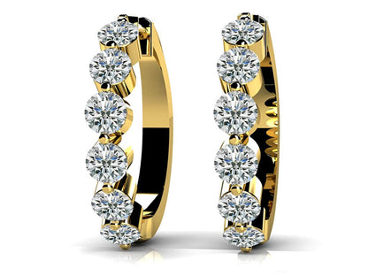 Single Prong Set Diamond Hoop Earrings SE47 .75 ct.