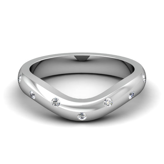 CWB-S  Alternating Row Burnished Contour Diamond Band .11 ct. T.D.W